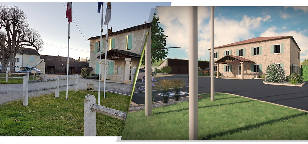 amenagement parking et allees de la mairie de la sauvetat du dropt par maelle valdevit