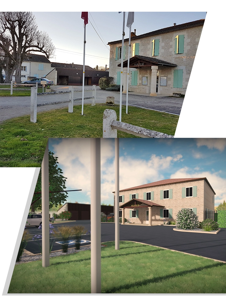 amenagement parking et allees de la mairie de la sauvetat du dropt par maelle valdevit